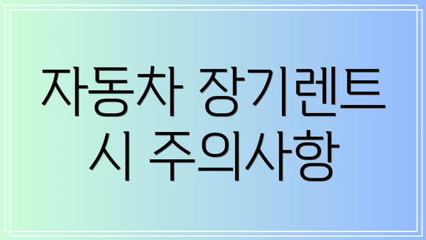 자동차 장기렌트 시 주의사항