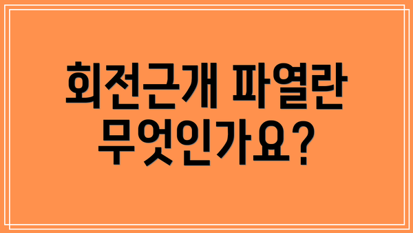 회전근개 파열란 무엇인가요?