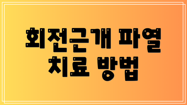 회전근개 파열 치료 방법