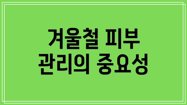 겨울철 피부 관리의 중요성