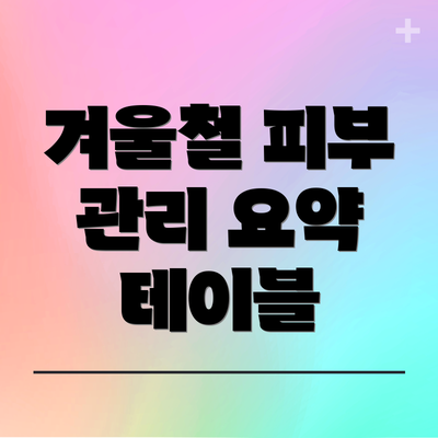 겨울철 피부 관리 요약 테이블