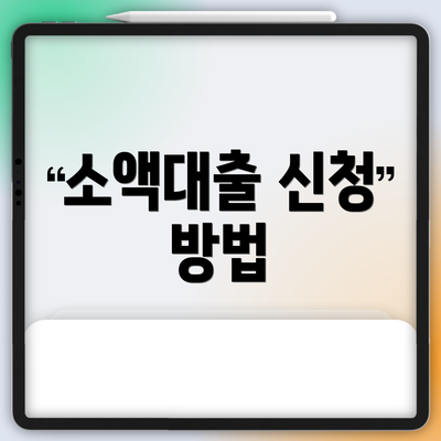 소액대출 신청 방법