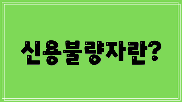 신용불량자란?