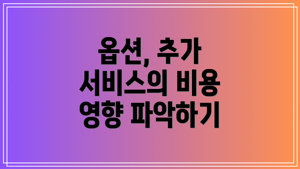 옵션, 추가 서비스의 비용 영향 파악하기