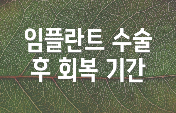 임플란트 수술 후 회복 기간