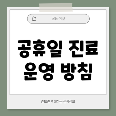 공휴일 진료 운영 방침