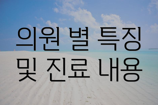 의원 별 특징 및 진료 내용