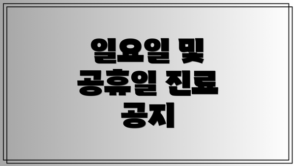 일요일 및 공휴일 진료 공지