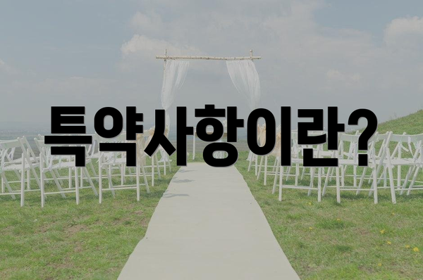 특약사항이란?