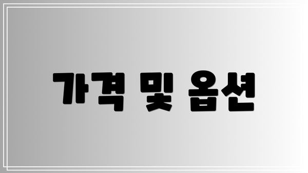 가격 및 옵션