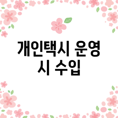 개인택시 운영 시 수입