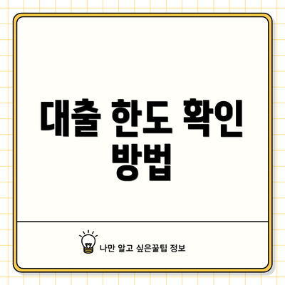 대출 한도 확인 방법