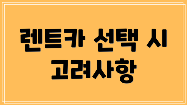 렌트카 선택 시 고려사항