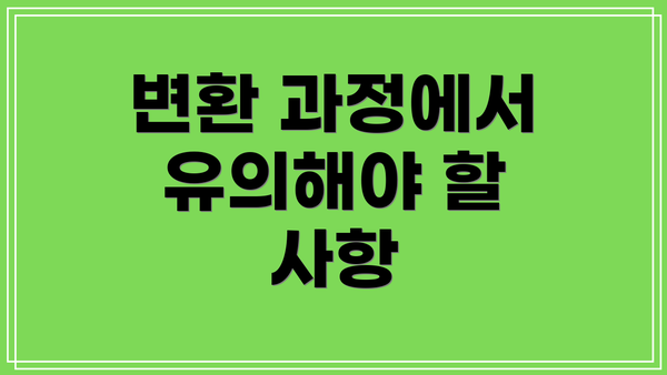 변환 과정에서 유의해야 할 사항
