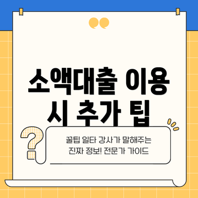 소액대출 이용 시 추가 팁