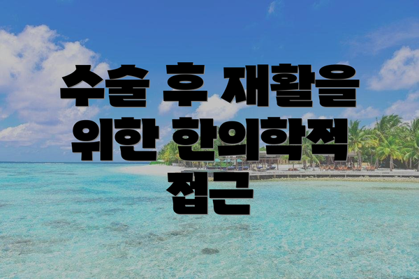 수술 후 재활을 위한 한의학적 접근