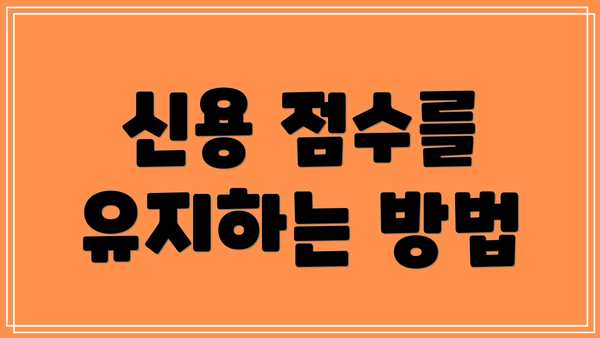 신용 점수를 유지하는 방법
