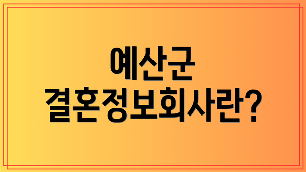 예산군 결혼정보회사란?