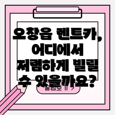 오창읍 렌트카, 어디에서 저렴하게 빌릴 수 있을까요?