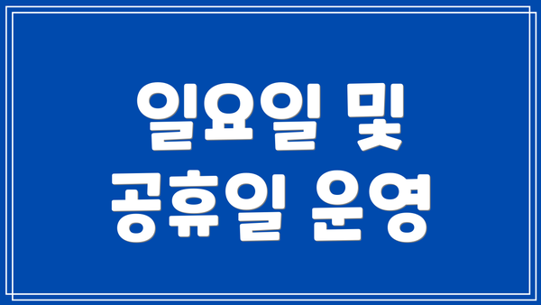 일요일 및 공휴일 운영