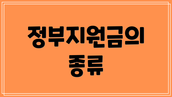 정부지원금의 종류