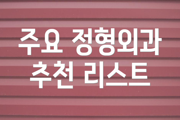 주요 정형외과 추천 리스트