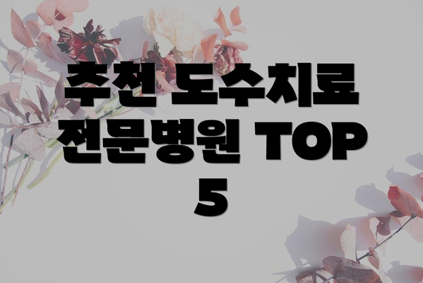 추천 도수치료 전문병원 TOP 5