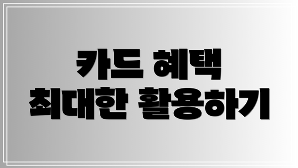 카드 혜택 최대한 활용하기