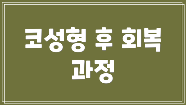 코성형 후 회복 과정