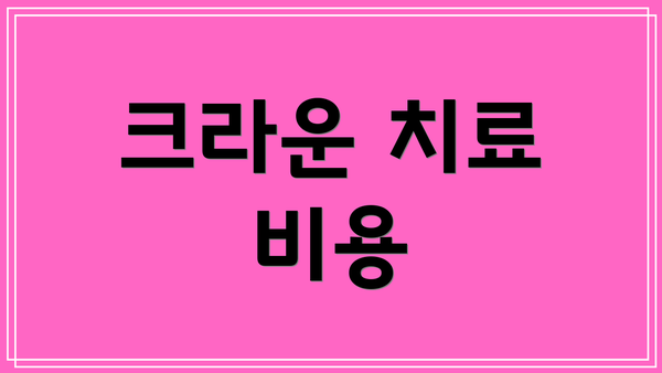 크라운 치료 비용