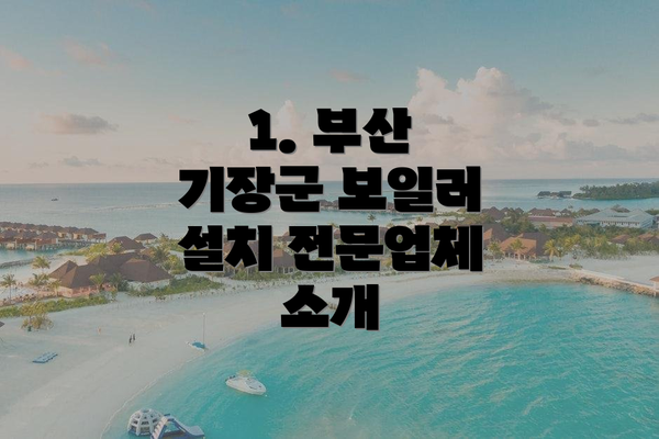 1. 부산 기장군 보일러 설치 전문업체 소개