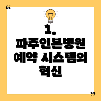 1. 파주인본병원 예약 시스템의 혁신