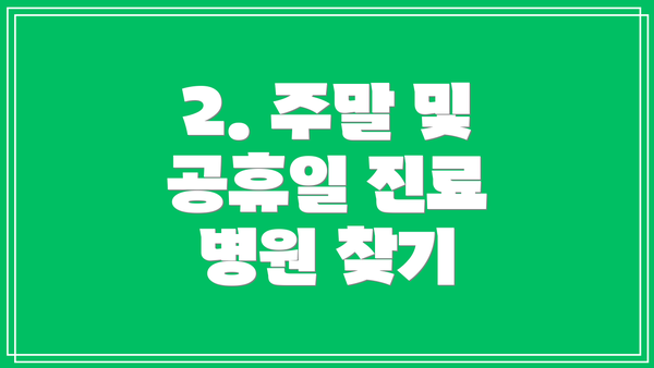 2. 주말 및 공휴일 진료 병원 찾기