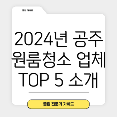 2024년 공주 원룸청소 업체 TOP 5 소개